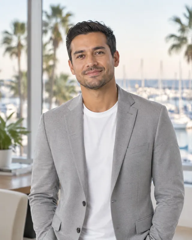 Marcus Bell, a Beacon advisor for downtown Sarasota and Siesta Key, in a light gray jacket